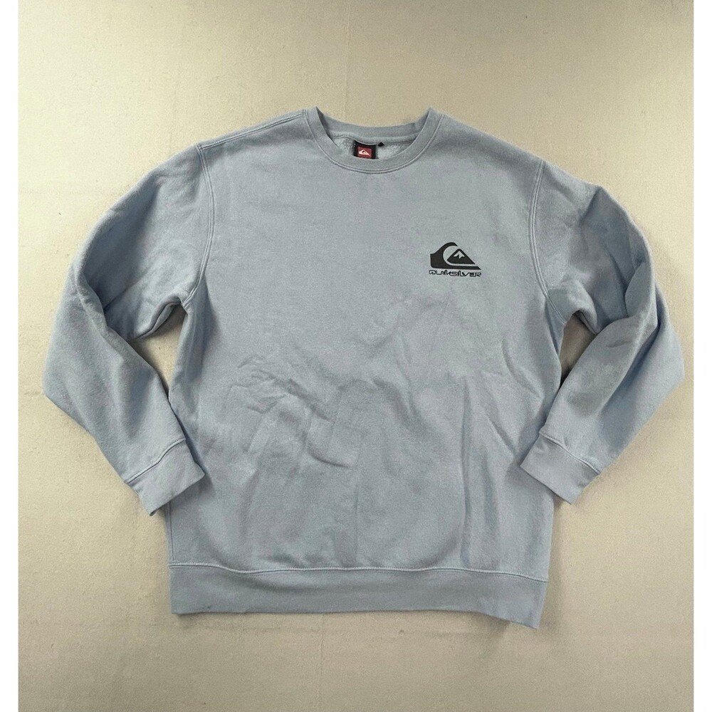 Y2K Quiksilver Men’s Pullover Crewneck Sweatshirt Sky Blue Medium